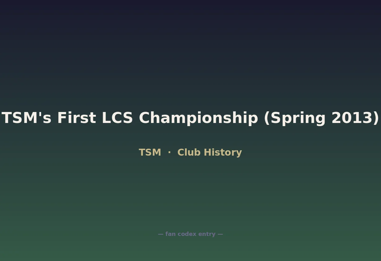 TSM's First LCS Championship (Spring 2013)
